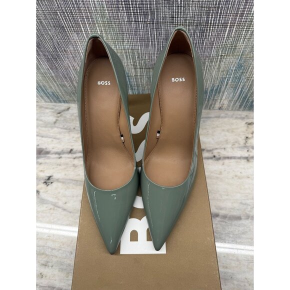 NIB Hugo Boss Janet Pump 90-P Green Patent Leather Heels EU 39 / UK 6 / US 9 - Picture 1 of 6